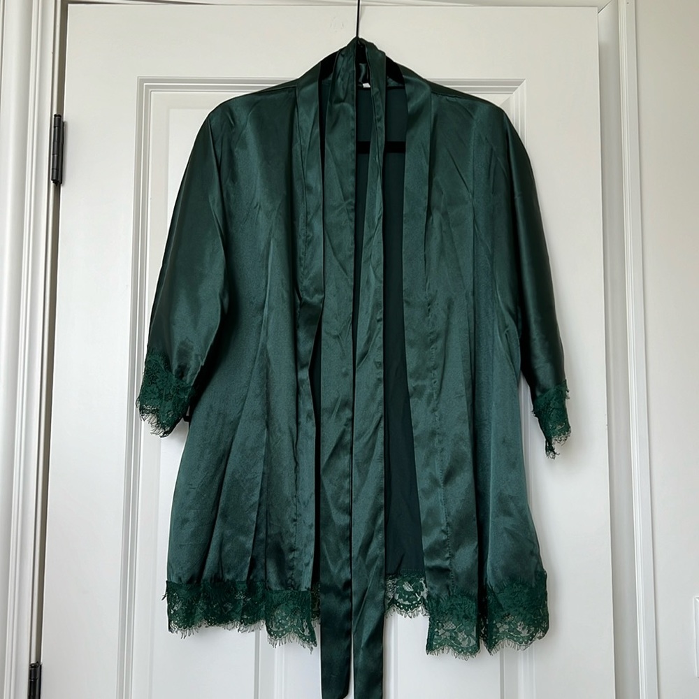 Emerald green Satin Robe